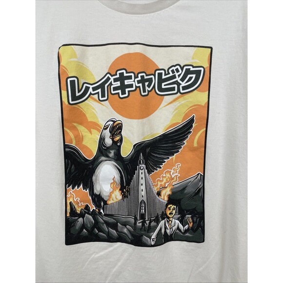 Puffzilla Attack Reykjavik Stanley/Stella T-Shirt Size US Large Off-White *Rare* - Picture 2 of 8